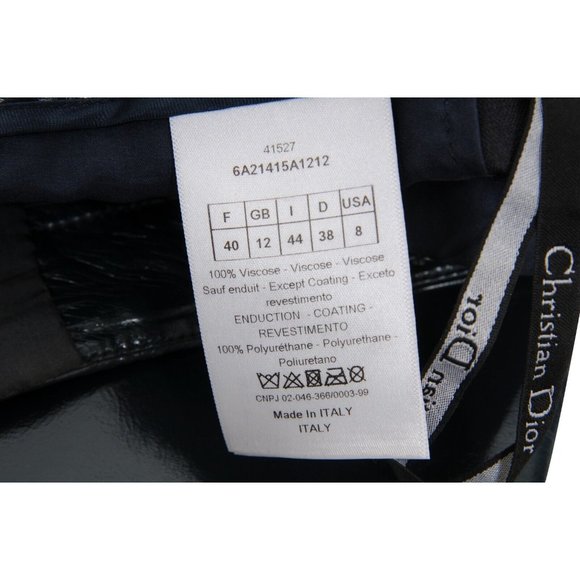 Dior Womens PVC Pants US 8 F 40 Shinny Viscose Anthracite Blue Slim Fit Trousers - Picture 6 of 10